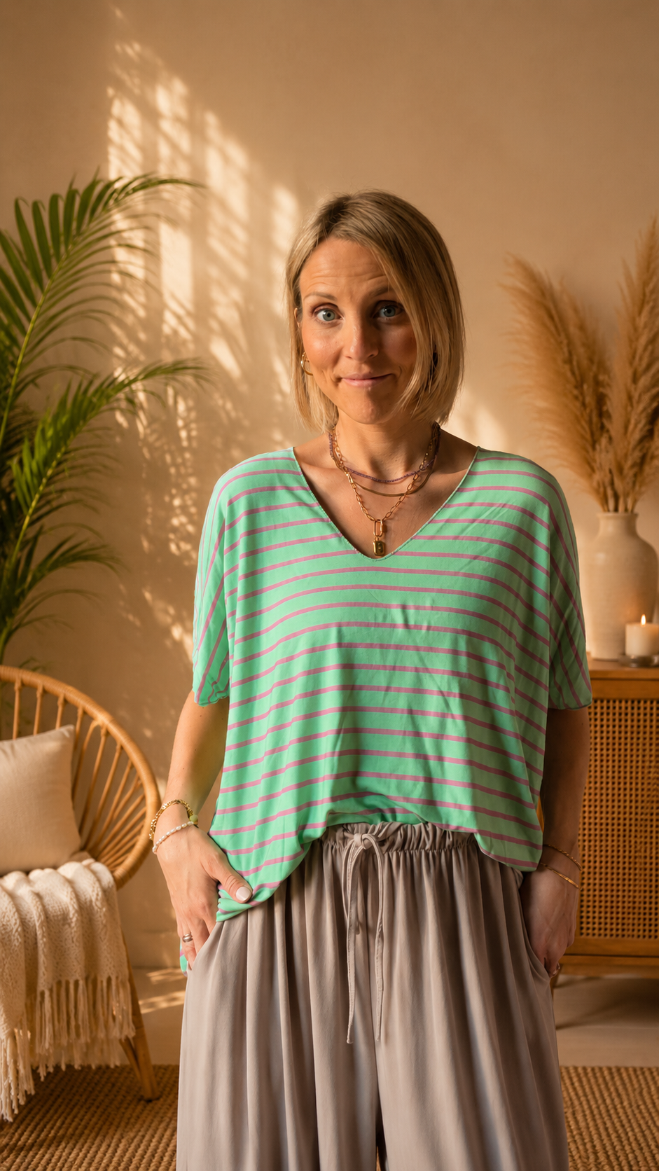 Streifen-Shirt „Siena V-Neck“