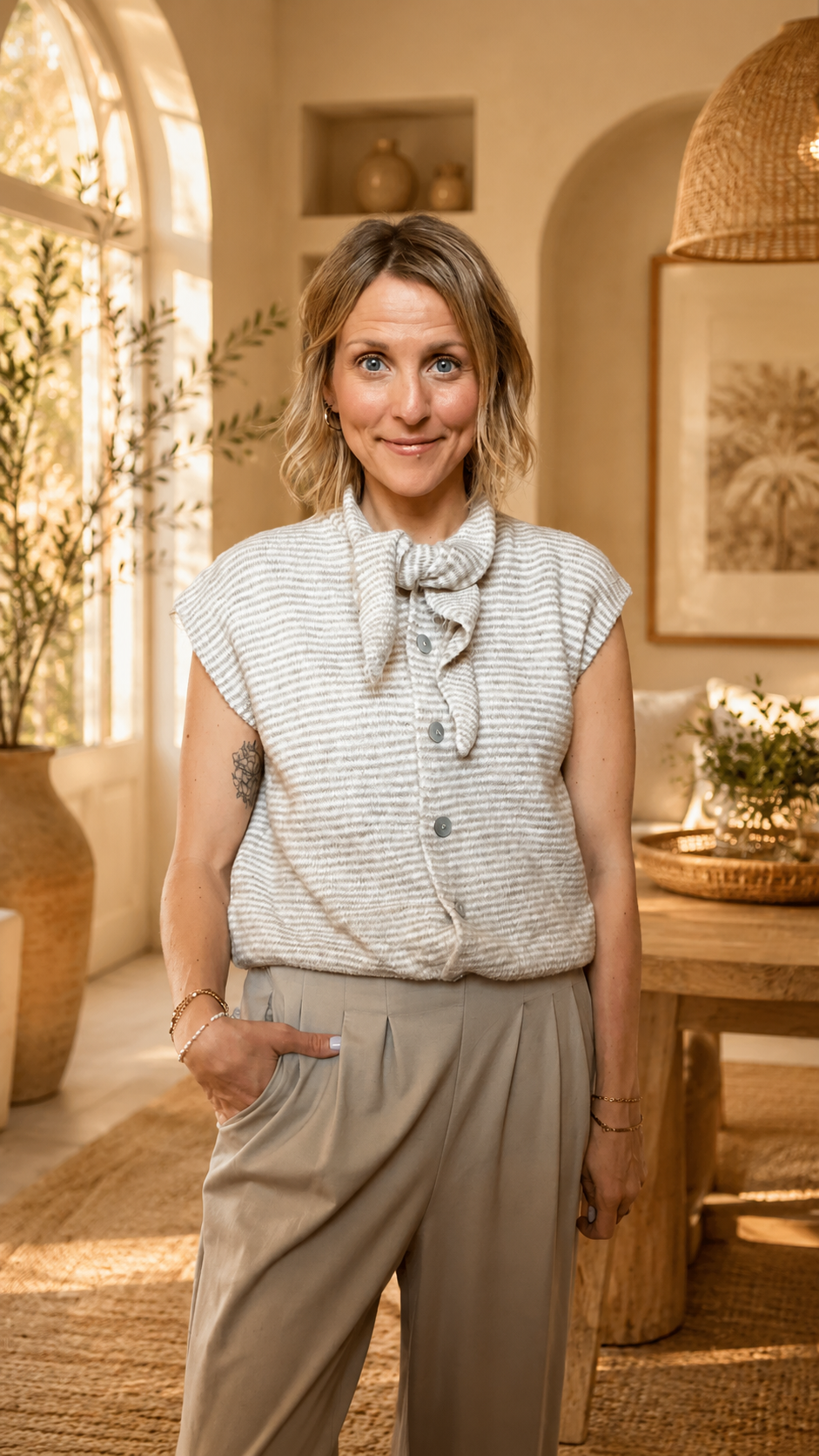 Bari Tie-Neck Knit