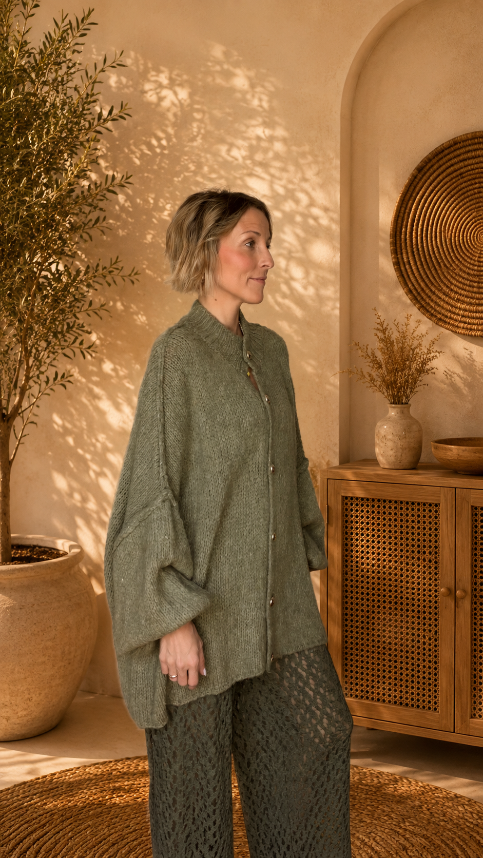 Lugano Gold-Button Knit Cardigan