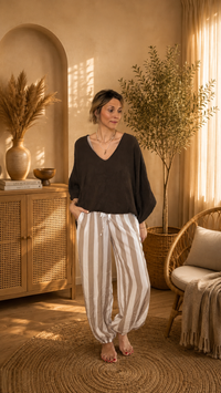 Bologna Striped Viscose Pants