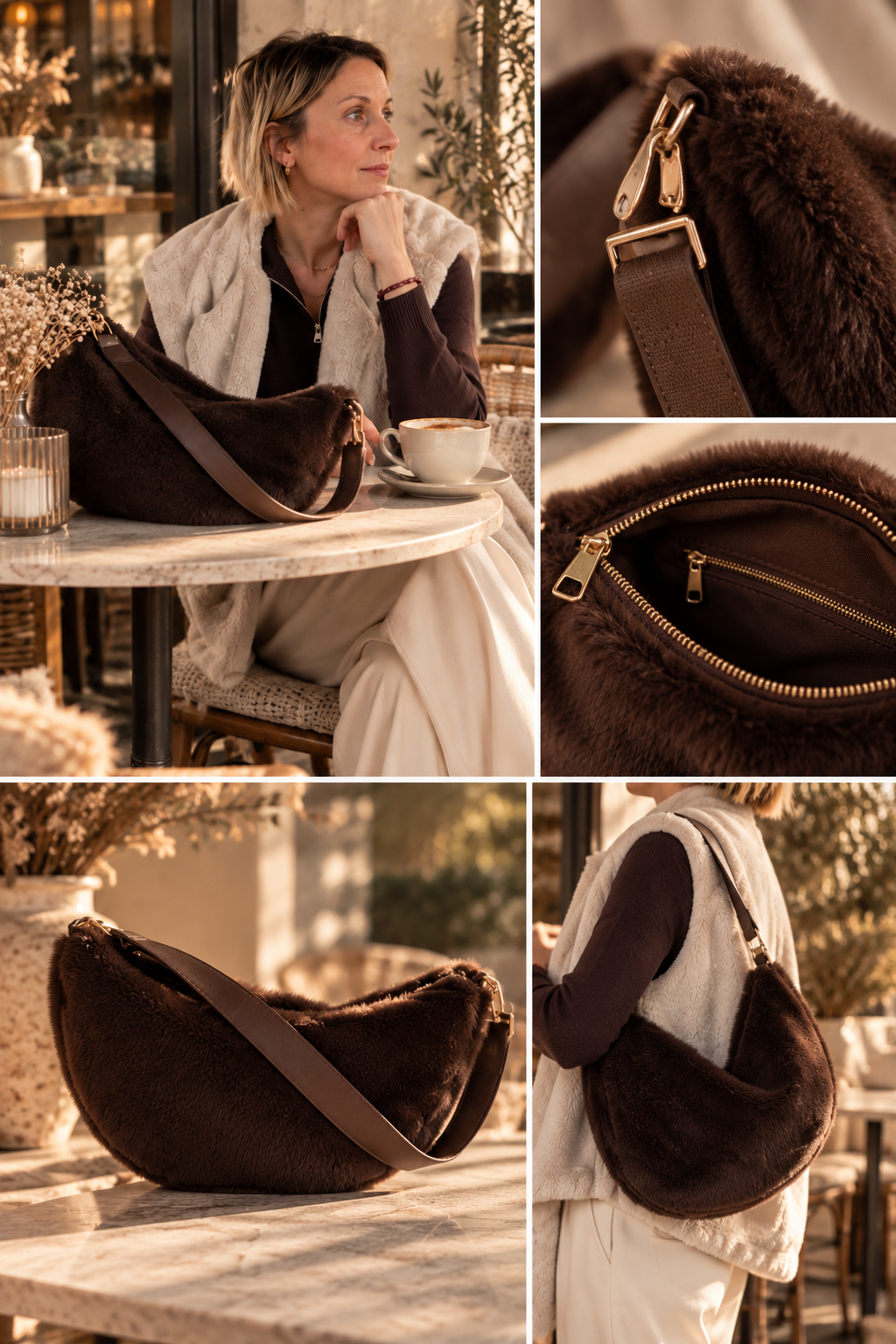 FLUFFY HALF MOON BAG